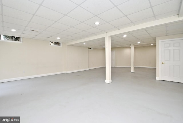 basement with a drop ceiling