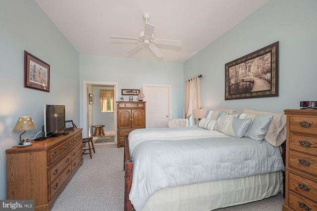 bedroom with carpet floors and ceiling fan