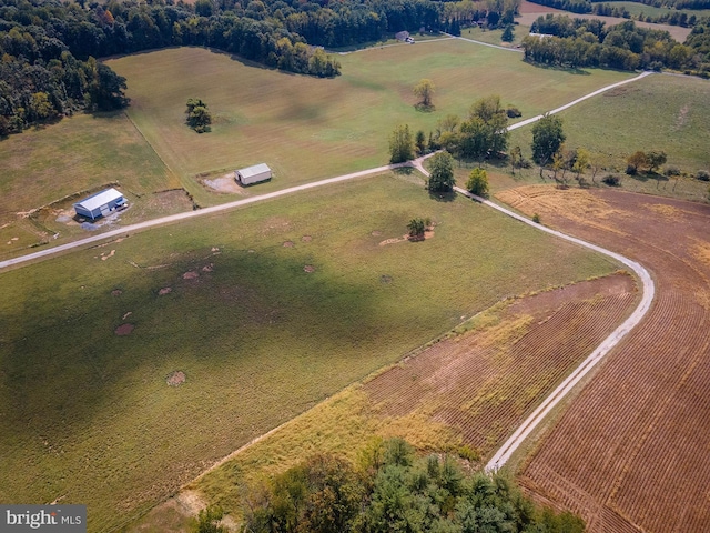 aerial view featuring a rural view