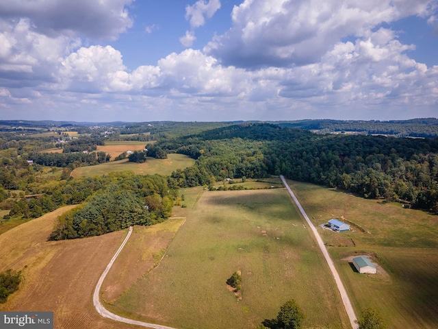 aerial view with a rural view