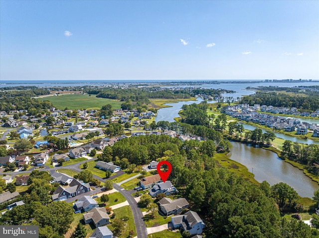 bird's eye view featuring a water view