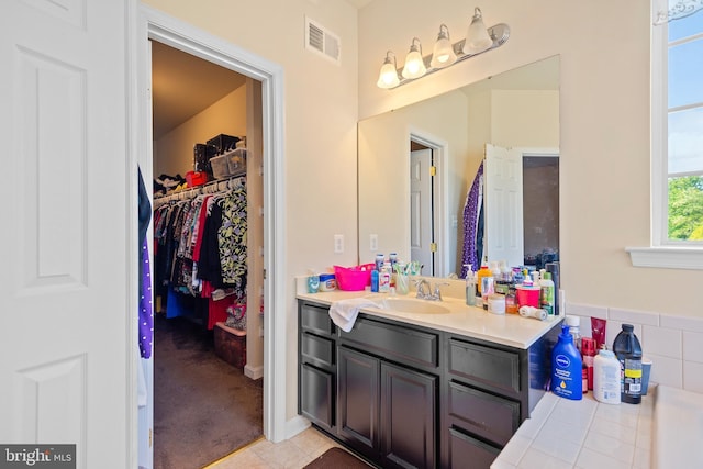 bathroom featuring vanity and tile patterned floors