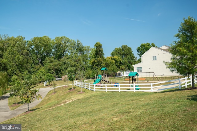 view of yard featuring a playground