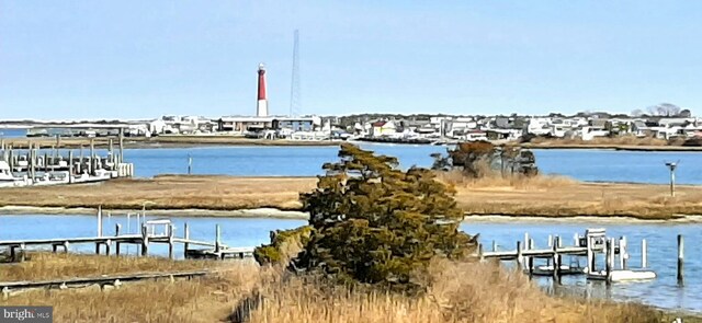 view of dock featuring a water view