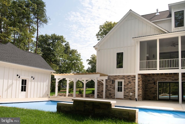 exterior space with a pergola and a patio area