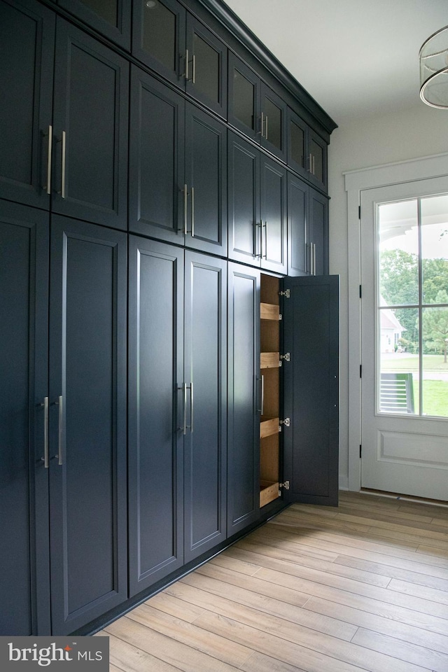 interior space with light hardwood / wood-style floors