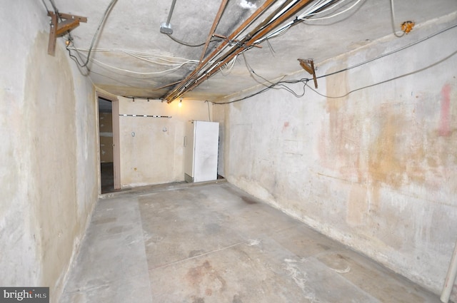 view of unfinished basement