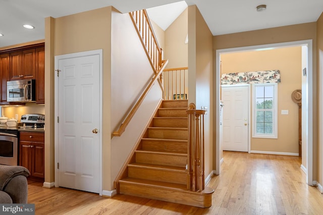 foyer entrance featuring light hardwood / wood-style floors