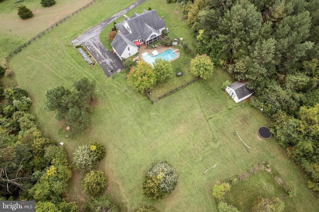 aerial view with a rural view