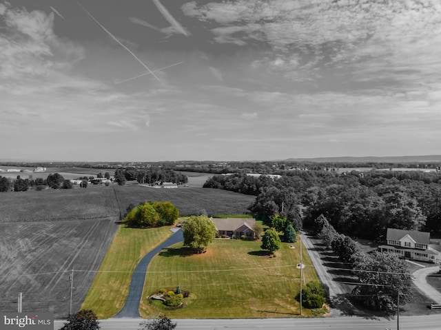 aerial view featuring a rural view