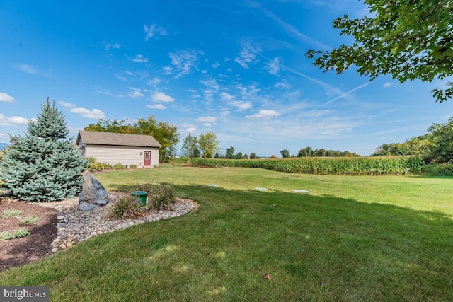 view of yard with a rural view