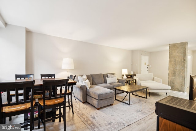 living room with light wood-type flooring