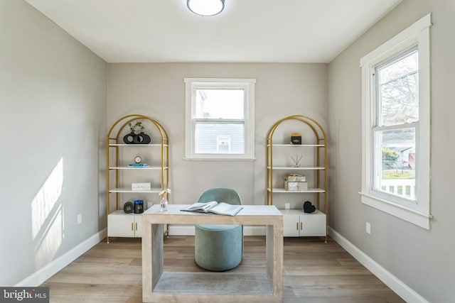 office area featuring light wood-type flooring