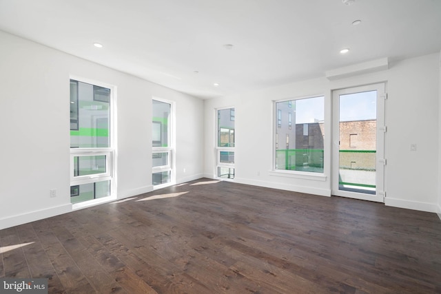 interior space with dark hardwood / wood-style flooring