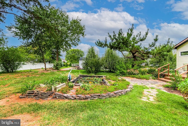 view of yard with a deck