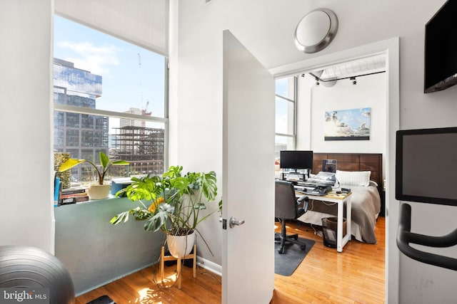 office space featuring hardwood / wood-style flooring