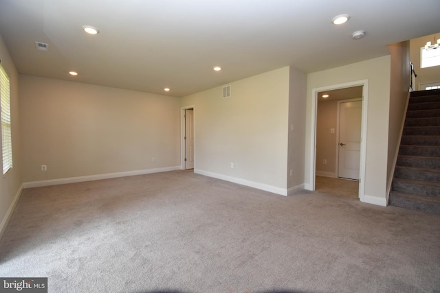 35332 Wright Way, Millsboro, DE 19966 - carpeted spare room with stairway, baseboards, visible vents, and recessed lighting