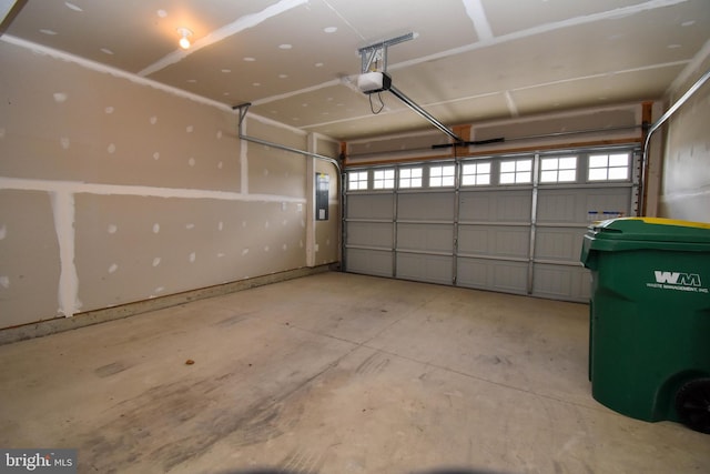 garage with a garage door opener