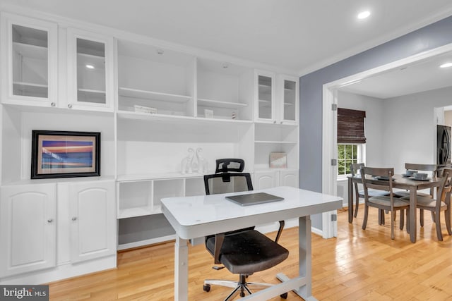 office space featuring light wood-type flooring