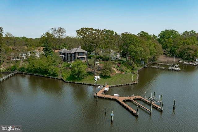 dock area featuring a water view