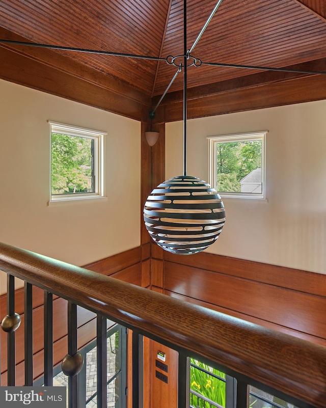 interior details featuring wood ceiling