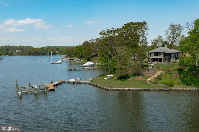 water view with a boat dock