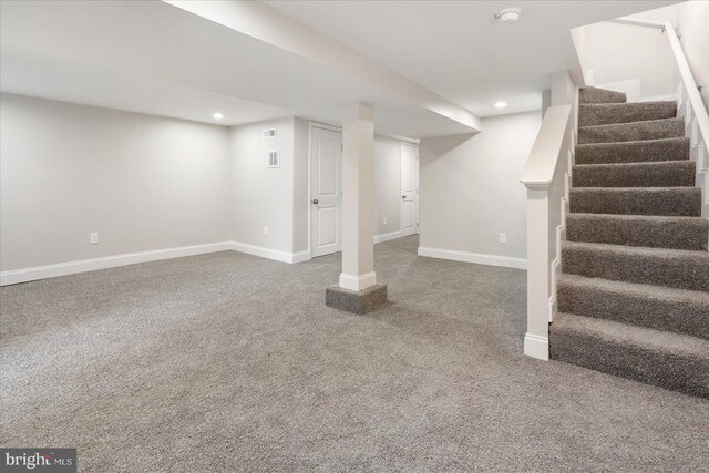 basement with carpet