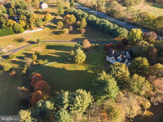 aerial view featuring a rural view