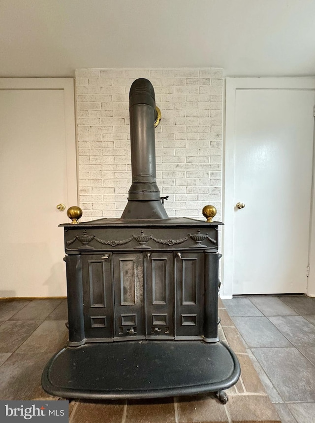 details featuring a wood stove