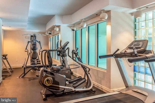 exercise room with plenty of natural light