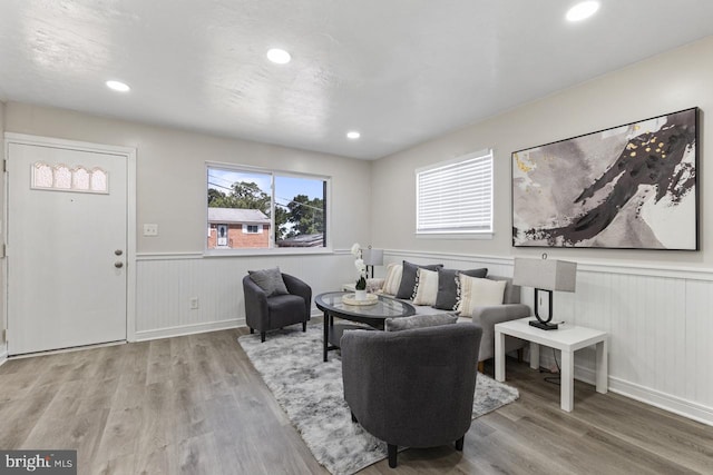 living room with wood-type flooring