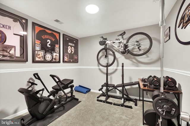 workout room with carpet floors