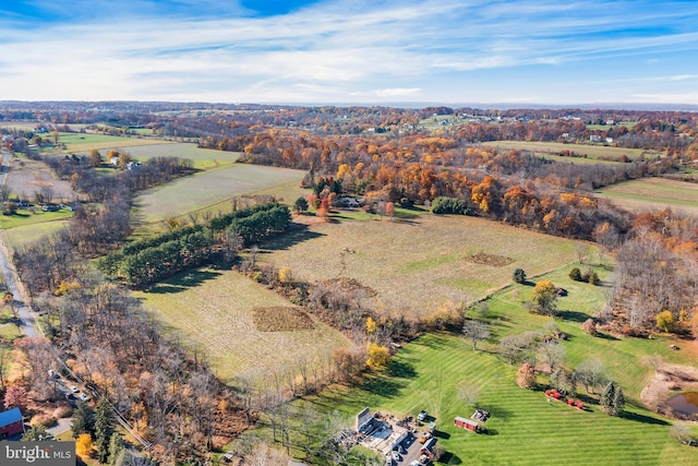 aerial view featuring a rural view