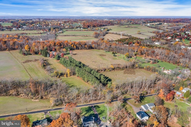 aerial view featuring a rural view