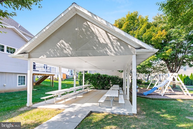 view of patio / terrace featuring a playground