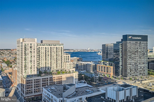 view of city with a water view