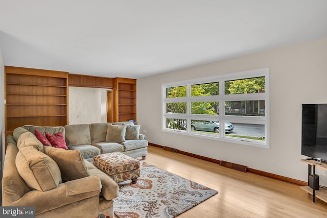 living room with light wood-type flooring