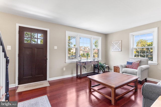 entrance foyer with dark hardwood / wood-style floors