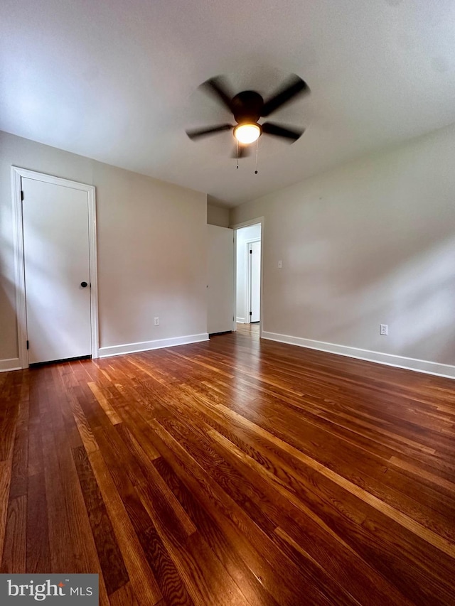 1315 Lexington St, Salisbury, MD 21804 - empty room with baseboards, ceiling fan, and dark wood finished floors