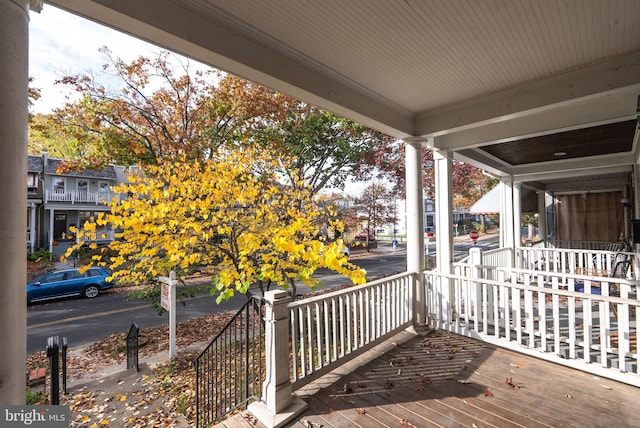 deck featuring a porch