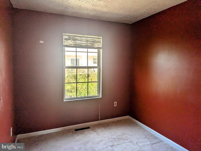 carpeted spare room featuring a textured ceiling