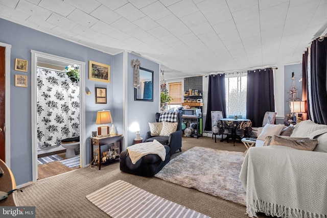 living room featuring carpet flooring