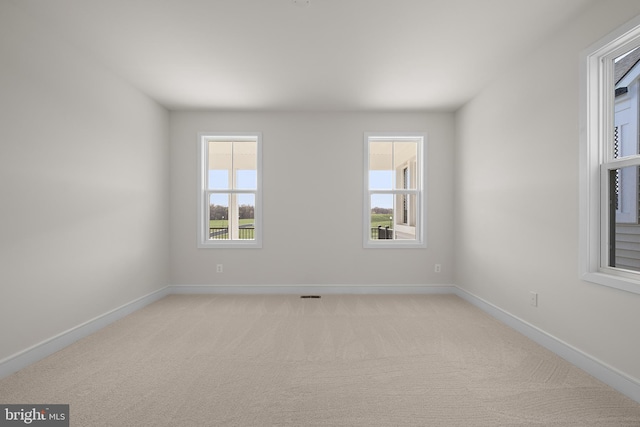 unfurnished room with light carpet and a wealth of natural light