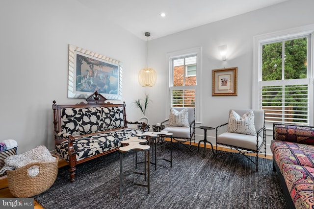 living room with hardwood / wood-style flooring