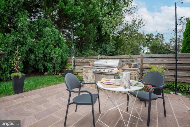 view of patio / terrace with grilling area and an outdoor kitchen