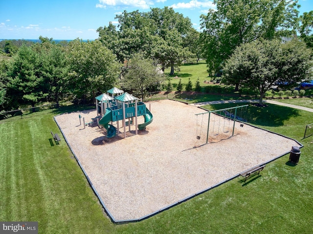 community play area with a yard