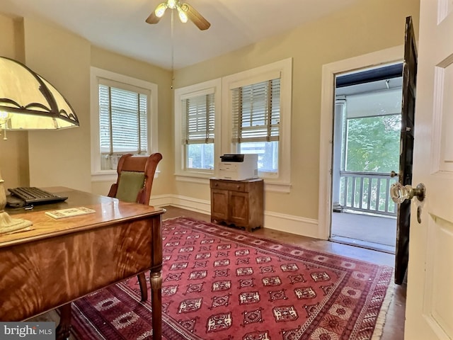 office featuring ceiling fan