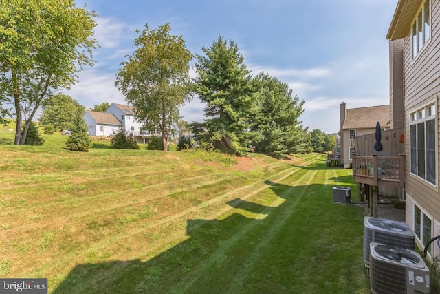 view of yard with central AC unit