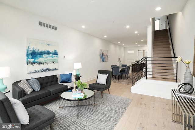 living room featuring light hardwood / wood-style flooring