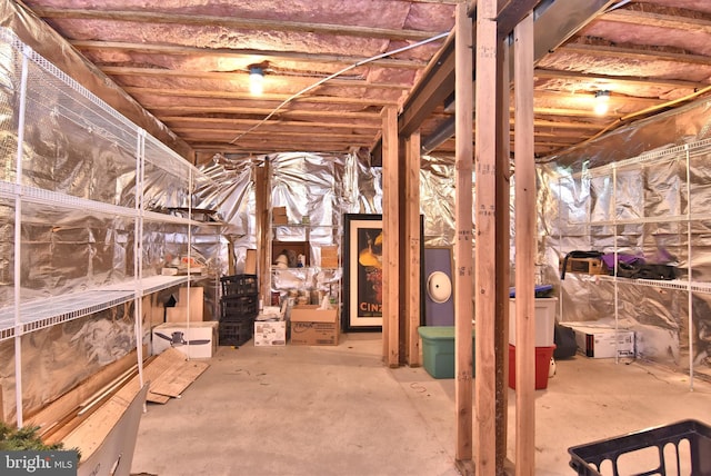 view of unfinished basement